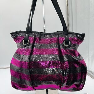 Candie’s Sequin Striped Shoulder Bag Pink/Black